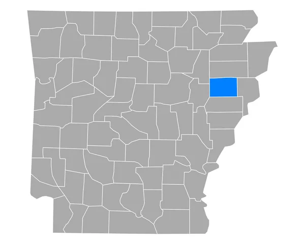 Mapa Cross Arkansas — Archivo Imágenes Vectoriales