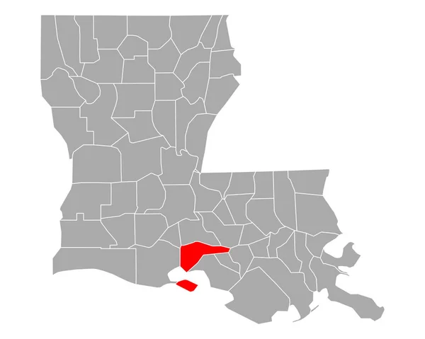 Карта Иберии Луизиане — стоковый вектор