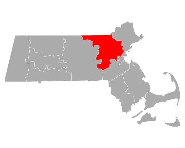 Mapa Middlesexu Massachusetts — Stockový vektor