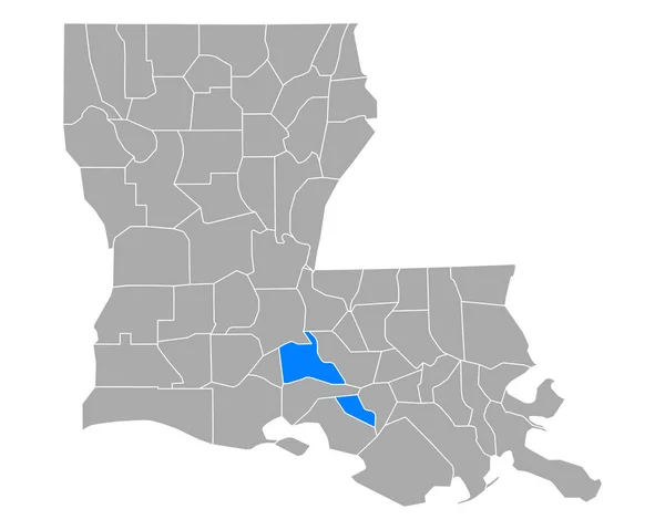 Mapa Svatého Martina Louisianě — Stockový vektor