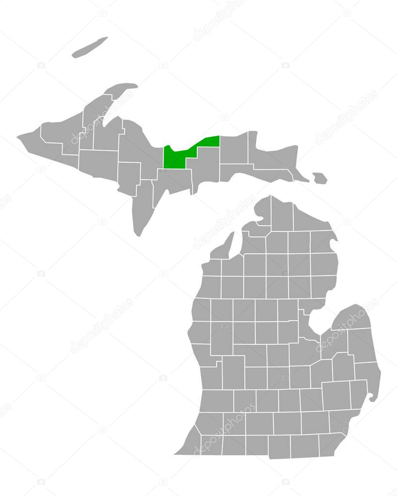 Map of Alger in Michigan