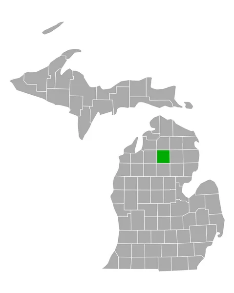 Crawford Térképe Michigan Helységben — Stock Vector