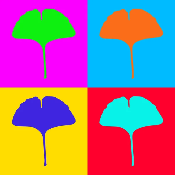 일러스트로서 Ginkgo Leaf Pop Art — 스톡 벡터