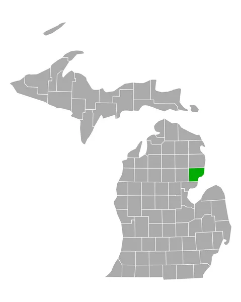 Mapa Iosco Michigan —  Vetores de Stock