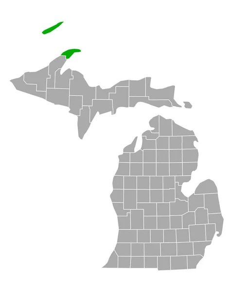 ミシガン州のKeweenawの地図 — ストックベクタ