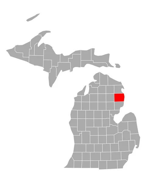 Michigan Daki Alcona Haritası — Stok Vektör