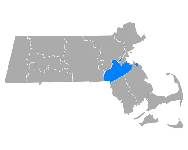 Karte Von Norfolk Massachusetts — Stockvektor