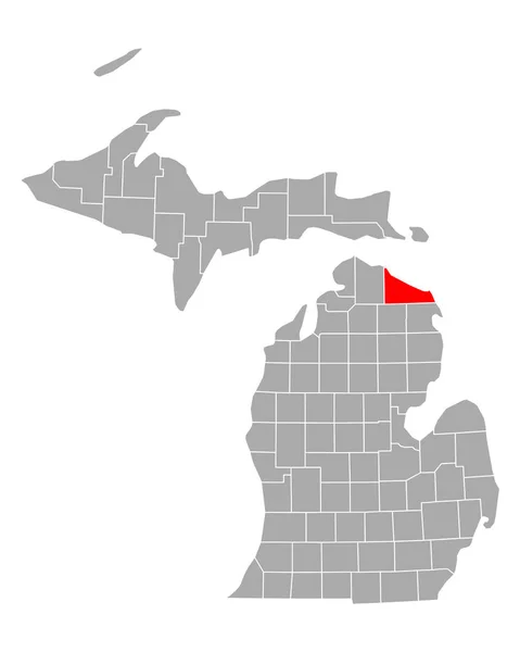 Carte Presque Isle Dans Michigan — Image vectorielle