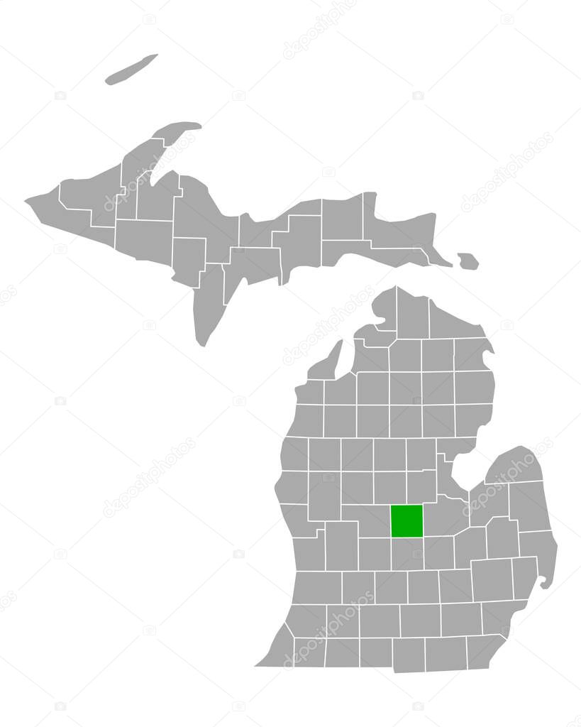 Map of Gratiot in Michigan