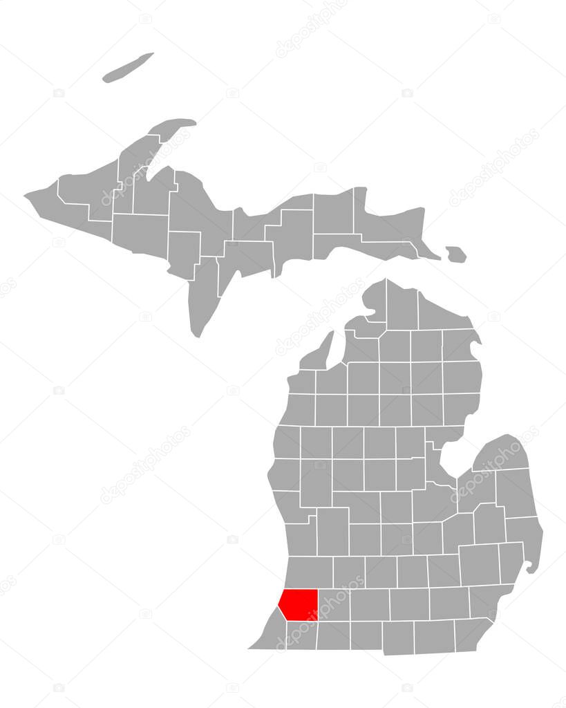 Map of Van Buren in Michigan