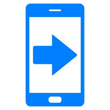 Vektör illüstrasyonu olarak sağ ok ve akıllı telefon