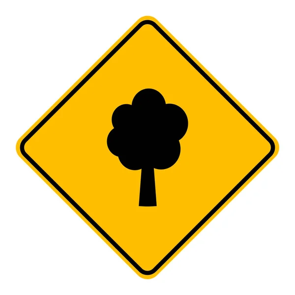 ベクターイラストとしての木や道路標識 — ストックベクタ