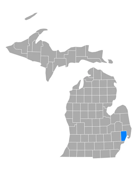 Michigan Daki Macomb Haritası — Stok Vektör
