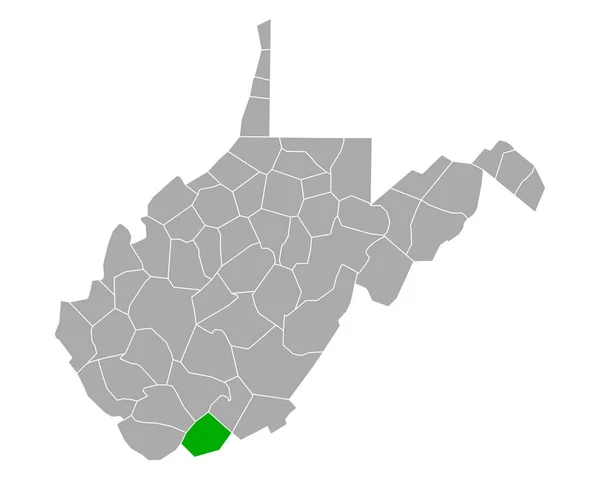 Mappa Mercer West Virginia — Vettoriale Stock