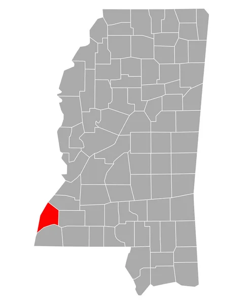 Map Adams Mississippi — Stock Vector