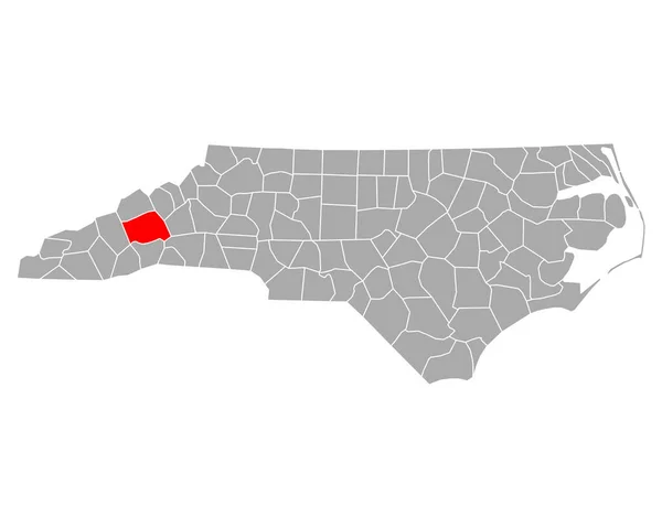 Buncombe Térképe Észak Karolinában — Stock Vector