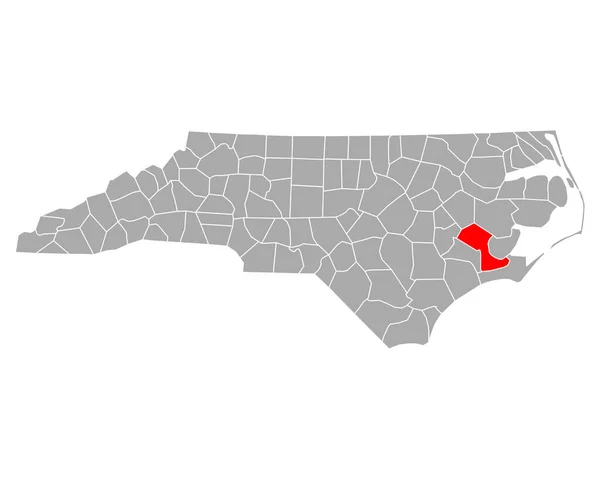 Mapa Cravena Karolina Północna — Wektor stockowy