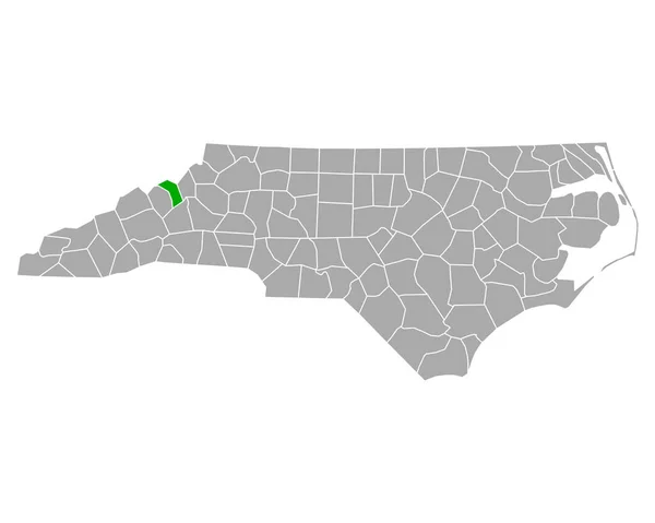 Mapa Mitchell Carolina Del Norte — Archivo Imágenes Vectoriales