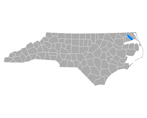 Mapa Pasquotank Carolina Del Norte — Vector de stock