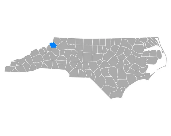 Mapa Watauga Carolina Del Norte — Vector de stock