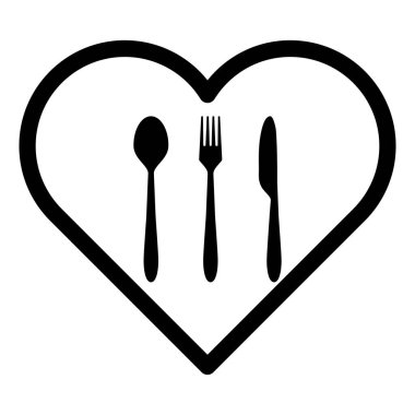 Çatal bıçak ve kalp vektör illüstrasyonu olarak