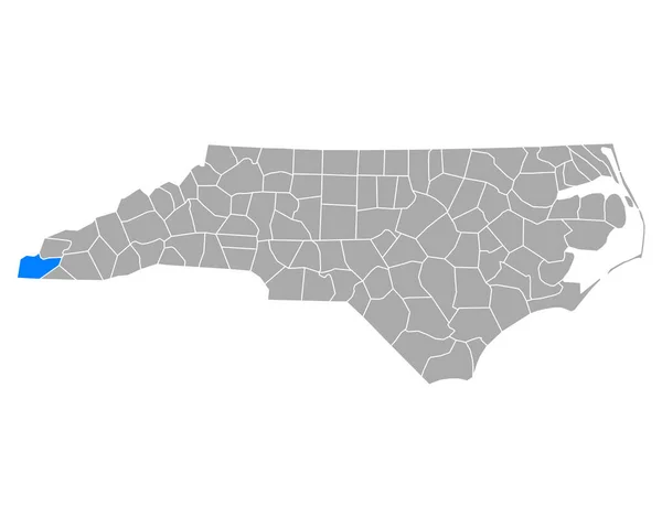 Mapa Cherokee Carolina Norte — Vetor de Stock