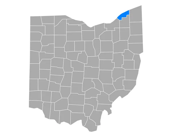 Mapa Lago Ohio — Vetor de Stock