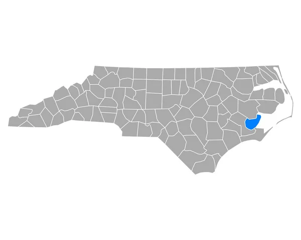 Map Pamlico North Carolina — Stock Vector