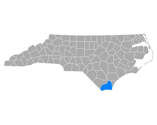 Mapa Brunswick Carolina Del Norte — Vector de stock