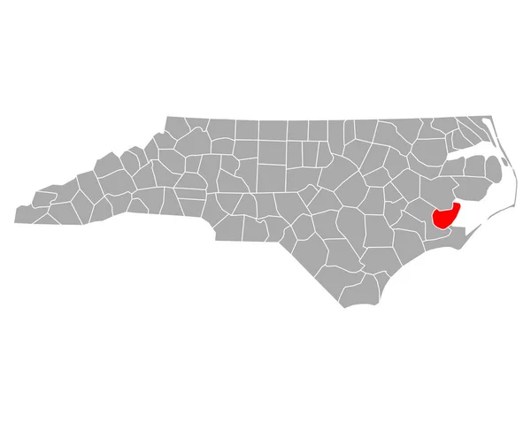 ノースカロライナ州のパムリコ地図 — ストックベクタ