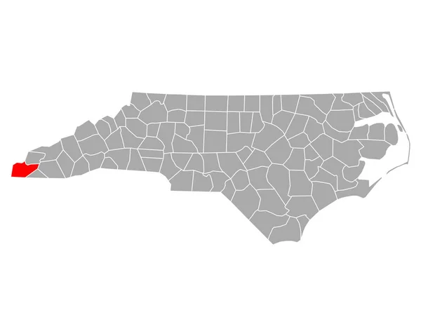 Mapa Cherokee Carolina Del Norte — Archivo Imágenes Vectoriales