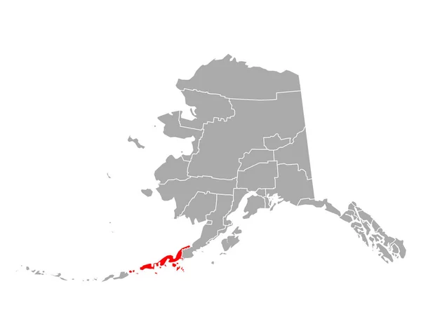 Kaart Van Aleoeten Oost Alaska — Stockvector