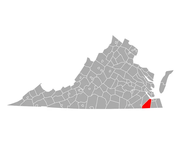 Mappa Del Suffolk Virginia — Vettoriale Stock