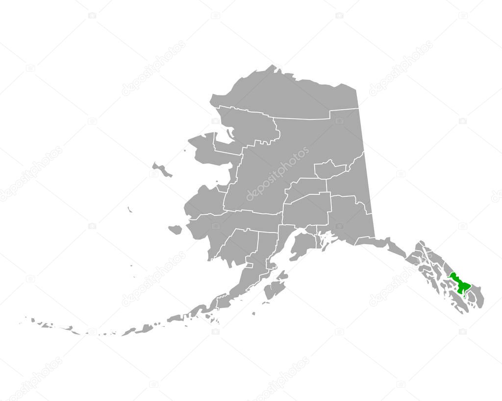 Map of Wrangell in Alaska