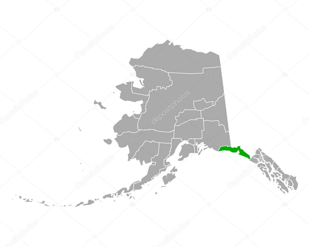 Map of Yakutat in Alaska