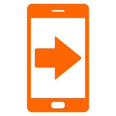 Vektör illüstrasyonu olarak sağ ok ve akıllı telefon