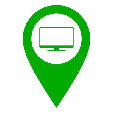 Vektör illüstrasyonu olarak ekran ve konum iğnesi