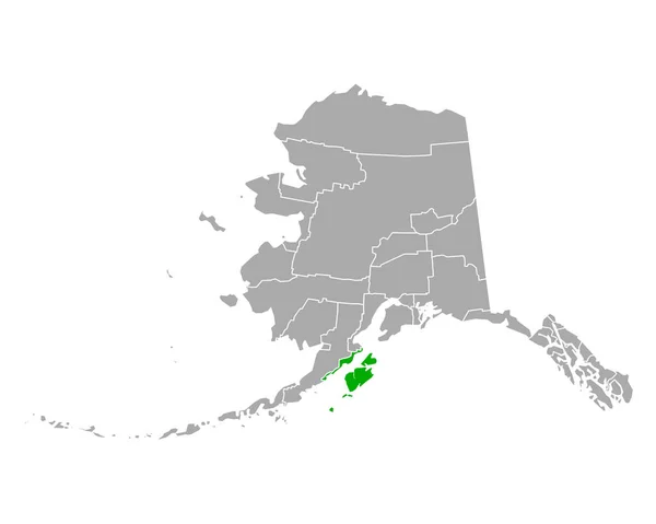 Kaart Van Kodiak Eiland Alaska — Stockvector