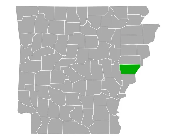 Arkansas Taki Lee Haritası — Stok Vektör