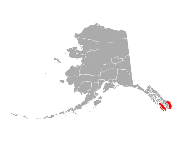 Kaart Van Prince Wales Hyder Alaska — Stockvector