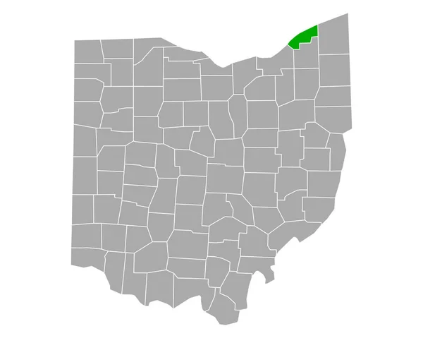 Mapa Lago Ohio —  Vetores de Stock