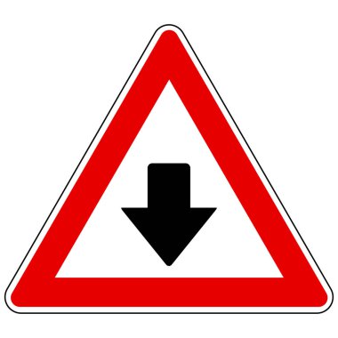 Vektör illüstrasyonu olarak aşağı ok ve dikkat işareti