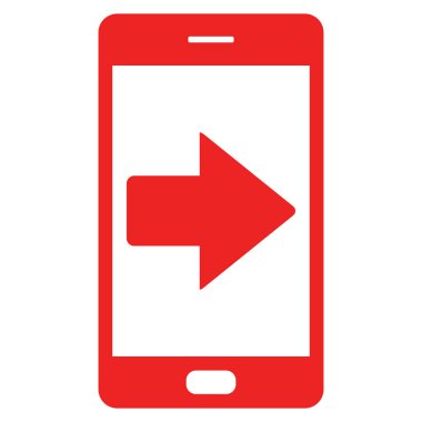 Vektör illüstrasyonu olarak sağ ok ve akıllı telefon