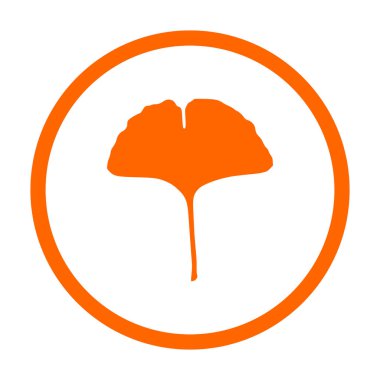Vektör çizimi olarak Ginkgo yaprağı ve çember