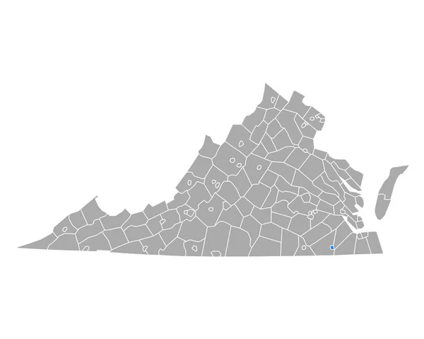 Mappa Franklin City Virginia — Vettoriale Stock