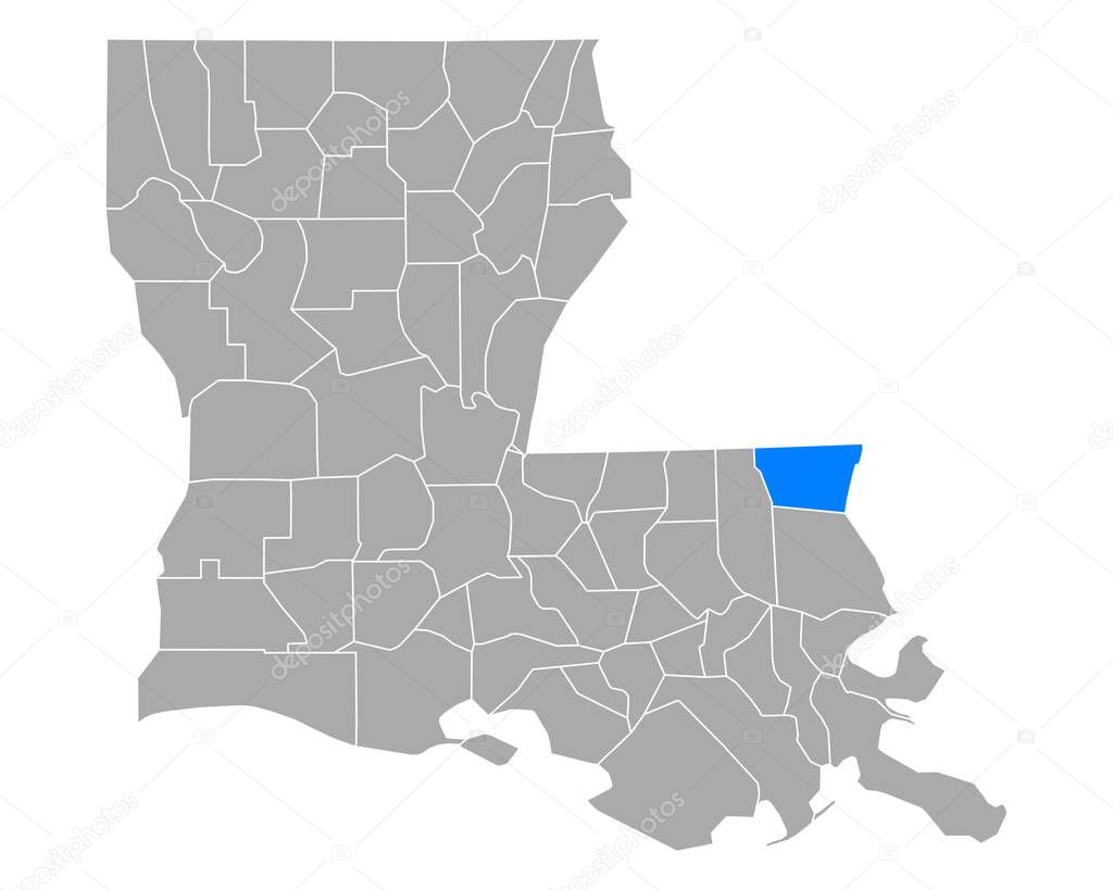 Map of Washington in Louisiana