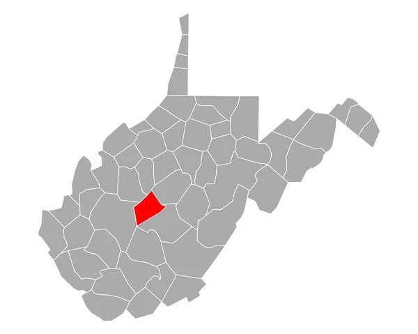 Χάρτης Του Κλέι Στη Δυτική Βιρτζίνια — Διανυσματικό Αρχείο