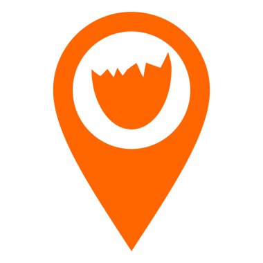 Vektör illüstrasyonu olarak yumurta kabuğu ve konum iğnesi