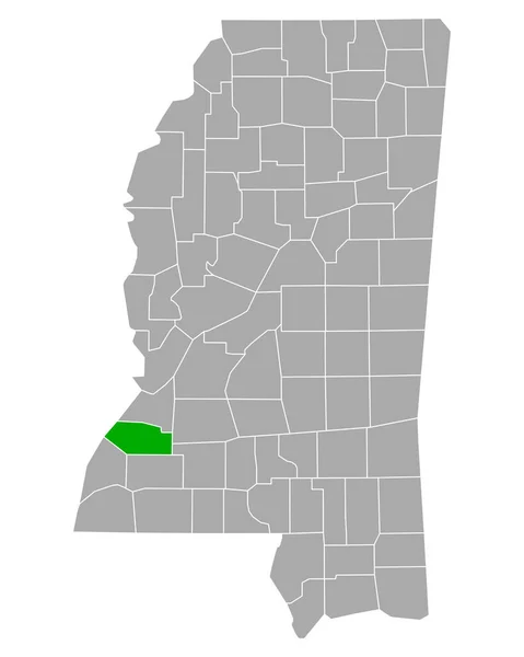 Mapa Jeffersona Mississippi — Stockový vektor