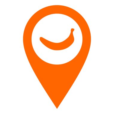 Muz ve konum rozeti vektör illüstrasyonu olarak